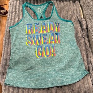 adidas climalite Teal Racerback Tank Top Ready Sweat Go! Running Fitness EUC Med